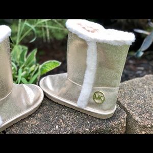 Michael Kors Signature Gold & Faux Fur Boots